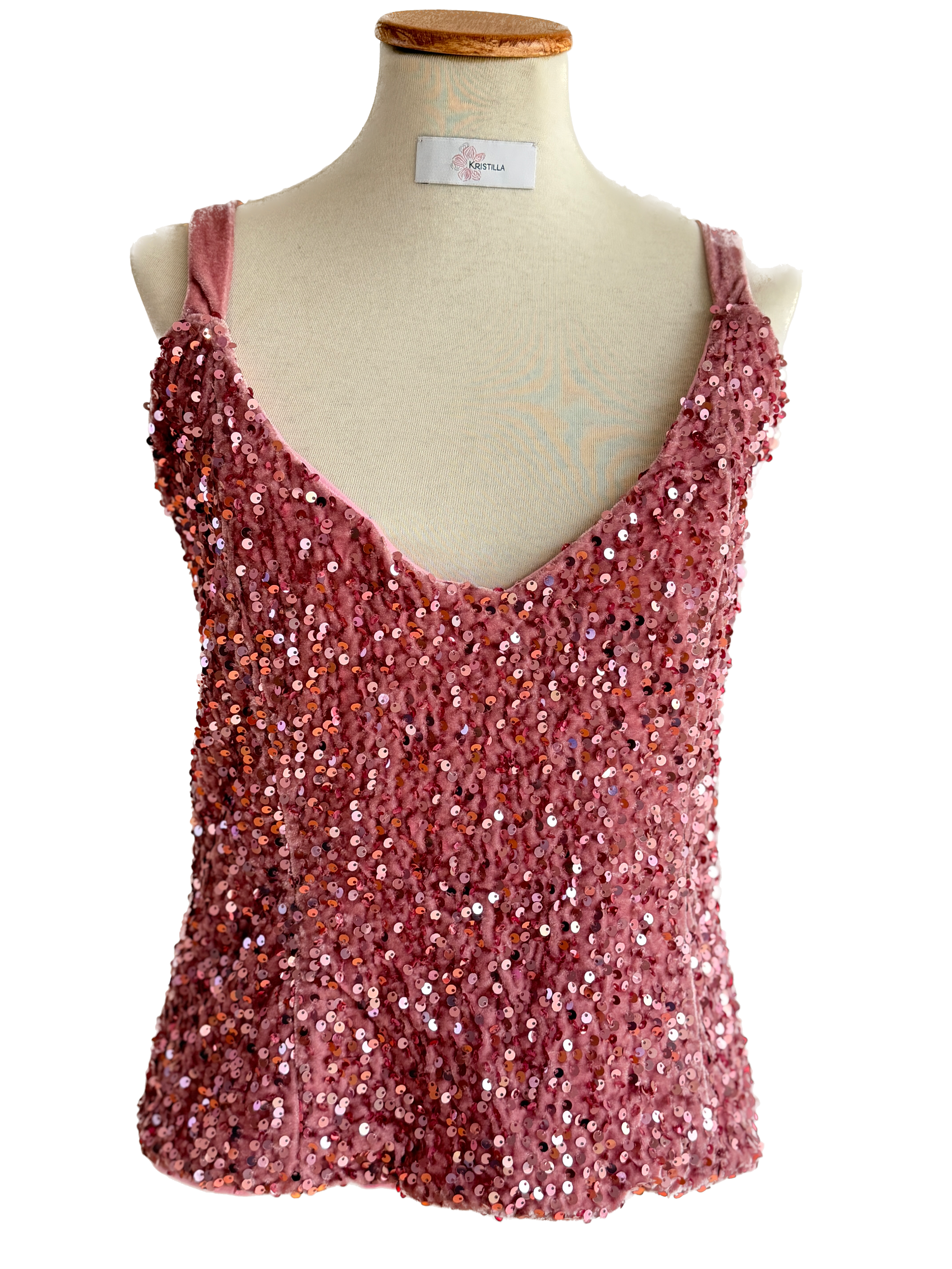 Top Crop Lentejuelas Rosa